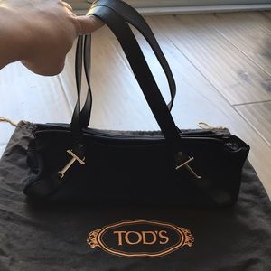 EUC Tod’s Black Nylon and Leather Purse